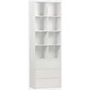 Image de sweeek - Etagère. bibliothèque modulable décor Bois Blanc 3 éléments - 3 tiroirs 8 niches L 70 x P 35 x H 210cm - Kompo