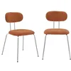 Image de Alice's Garden sweeek - 2 chaises décor Bois courbé teinté Noyer et Tissu déperlant Terracotta. Pieds métal chromé - L 45 x P 55 x H 80cm - Erin