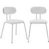 Image de sweeek - 2 chaises décor Bois courbé teinté Noyer et Tissu déperlant Blanc. Pieds métal chromé - L 45 x P 55 x H 80cm - Erin