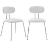 Image de sweeek - 2 chaises décor Bois courbé teinté chêne et Tissu déperlant Blanc. Pieds métal chromé - L 45 x P 55 x H 80cm - Erin