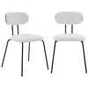 Image de sweeek - 2 chaises décor Bois courbé teinté Noyer et Tissu déperlant Blanc. Pieds métal Noir Mat - L 45 x P 55 x H 80cm - Erin