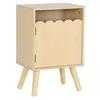 Image de sweeek - Table de Chevet Enfant décor Bois Naturel 1 Porte. Pieds Bois de pin - 34 x 23.5 x 52 cm - Azur
