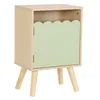 Image de sweeek - Table de Chevet Enfant décor Bois Vert 1 Porte. Pieds Bois de pin - 34 x 23.5 x 52 cm - Azur