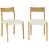 Image de sweeek - Lot de 2 chaises bohème Bois d'hévéa Naturel et Tissu. L 49.5 x P 53 x H 82cm - Ella