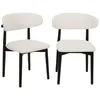 Image de Alice's Garden sweeek - Lot de 2 chaises en Bois d'hévéa Noir et Tissu Bouclette Blanc crème