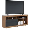 Image de Meuble TV 65 Pouces Chêne et Anthracite 2 Portes 6 Niches roulettes L 160 H 68 P 37.4 cm