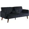 Image de CONCEPT USINE | Canapé 3 Places Convertible Inverness Noir | Design Moderne en Lin | Tablette Centrale Intégrée | Lit Couchage 181 x 97 cm | Piètement Bois d’Hévéa | Compact, Élégant et Fonctionnel