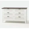 Image de CONCEPT USINE | Commode 6 Tiroirs Blanc & Bois Foncé | Façades Rainurées Design | Pieds Fins Noirs 12 cm | Tiroirs à Poignées Métal Noir | 120x75x40 cm | Style Contemporain & Rangement Élégant