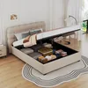 Image de CONCEPT USINE | Lit Coffre Nuage Dallas 160x200 cm | Design Bubble | Tête de Lit Oversize Arrondie | Velours Beige | Rangement Spacieux sous Sommier | Look Organique et Cocooning | Sommier Inclus