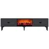 Image de CONCEPT USINE | Meuble TV 150 cm FYRA Gris Anthracite & Noir avec Cheminée LED Décorative | Fixation Murale ou Pieds | 2 Placards Abattants | Ambiance Cosy sans Chauffage | Design Contemporain