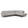 Image de CONCEPT USINE | Canapé d’Angle 5/6 Places York Gris avec Méridienne Droite | Design Moderne, Pieds Bois Naturel | Assise Confort Haute Densité 28kg/m³ | Tissu Doux, Structure Solide | 233 x 206 cm