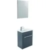 Image de ONDÉE - Meuble Lave-Mains à Suspendre Collection Nino - Compact - Choix de Couleurs - Plan résine sans trop Plein - 1 étagère repositionnable - Miroir Inclus - Livré en Kit - Largeur 44cm