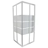 Image de ONDÉE - Porte de douche MISSI - Façade coulissante accès d'angle. 80x185cm - Epaisseur 4mm - Installation réversible - Verre trempé sérigraphié 3 bandes blanches