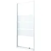 Image de ONDÉE - Porte de douche MISSI - Porte pivotante. 80x185cm - Epaisseur 4mm - Installation réversible - Profilé aluminium blanc (-25/+5mm) - Verre trempé sérigraphié 3 bandes blanches