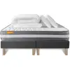 Image de Septnuits - Pack lit complet Memo Plus gris - matelas + 2 sommiers + 2 oreillers + couette - 2x80x200 cm 2x80x200 cm