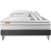 Image de Septnuits - Pack lit complet Memo Luxe gris - matelas + sommier + 2 oreillers + couette - 160x200 cm 160x200 cm
