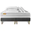 Image de Septnuits - Pack lit complet Memo Luxe gris - matelas + 2 sommiers + 2 oreillers + couette - 2x80x200 cm 2x80x200 cm
