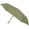 Image de SMATI Parapluie femme en tissu Recyclé - objet écologique - Solide anti vent - automatique ouverture fermeture - Poignée en bois ; Parapluie Pliant Compact Voyage; Couleur Kaki