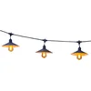 Image de Guirlande lumineuse extérieure 6m avec 10 ampoules LED filament E27 blanc chaud VINTY LIGHT et abat-jour en métal style vintage