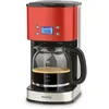 Image de H.Koenig Cafetière Programmable à filtre Rouge Inox 1,5L (12 tasses) MG30, 1000W Carafe en Verre Gradué, Système Anti-Gouttes, Maintien au chaud, Ecran LDC, Arrêt auto, Porte-filtre amovible lavable