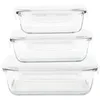 Image de Pebbly - Set de 3 boites de Conservation en Verre rectangulaires - 400 ML, 650 ML et 1L - pour Cuire, Conserver, Transporter et Réchauffer - 100% Hermétique