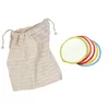 Image de Lingettes démaquillantes double face en micro-bouclette de coton + pochette de lavage certification GOTS