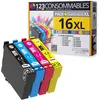 Image de 123CONSOMMABLES - 16XL - Pack de 4 Cartouches d'encre Compatible avec Epson Workforce WF-2750 WF-2760 WF-2660 WF-2650 WF-2630 WF-2540 WF-2530 WF-2510 WF-2010