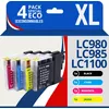 Image de 123CONSOMMABLES - LC1100 LC980 LC985 - Cartouche Compatible avec Brother DCP-195C DCP-585CW DCP-385C DCP-375CW MFC-990CW MFC-6490CW MFC-490CW MFC-5890CN MFC-J615W (Pack de 4)