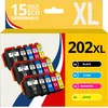 Image de 123CONSOMMABLES - 202XL - Pack Cartouches d'encre Compatible avec Epson 202 XL 202XL pour imprimante Expression Premium XP6100 XP6005 XP6105 (Pack de 15)