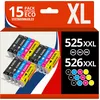 Image de 123CONSOMMABLES - PGI525 CLI526 - Cartouches d'encre compatible avec Canon 525 526 pour PIXMA MG5150 MG5350 MG6150 IX6550 MX715 MX885 MX895 IP4850 IP4950 IP6550 (6 Noir / 3 Cyan / 3 Magenta / 3 Jaune)