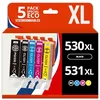Image de 123CONSOMMABLES - PGI530 - CLI531 - Cartouche d'encre Compatible avec Canon PGI-530 / CLI-531 Multipack pour Pixma TS8750 TS8751 (2 Noir / 1 Cyan / 1 Magenta / 1 Jaune)