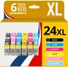 Image de 123CONSOMMABLES - 24XL - Cartouches d'encre Compatible pour Epson Expression Home XP-850 XP-750 XP-950 XP-55 XP-860 XP-760 XP-960 (1 BK / 1 C / 1 M / 1 Y / 1PC / 1PM)