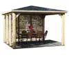 Image de Pool house manuel bois Habrita THB 3535.VV 3,79 x 3,79 m avec 2 parois vantelle