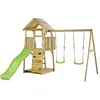 Image de Kangui Aire de Jeux portique en Bois WOODI - Double balançoire, Toboggan, Mur d'escalade, bac a Sable, cabane, échelle