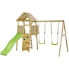 Image de Kangui Aire de Jeux portique en Bois WOODI - Double balançoire, Toboggan, Mur d'escalade, cabane, échelle