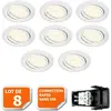 Image de LampesEcoEnergie Lot de 8 Spot LED Encastrable Complet Orientable Blanc avec Ampoule GU10 5W 230V eq. 50W Blanc Neutre