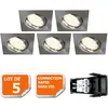 Image de LampesEcoEnergie Lot de 5 spot encastrable orientable LED carré alu brossé GU10 230V eq. 50W blanc neutre
