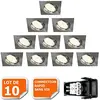 Image de LampesEcoEnergie Lot de 10 spot encastrable orientable LED carré alu brossé GU10 230V eq. 50W blanc neutre