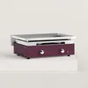 Image de Plancha gaz Créative 2 feux inox Inox Massif brillant lisse 6mm d'épaisseur Plaque de cuisson de 60 x 40 cm Puissance de 7,2 kw avec 2 brûleurs en U Violet pourpre