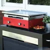 Image de Plancha gaz Créative 2 feux inox Inox Massif brillant lisse 6mm d'épaisseur Plaque de cuisson de 60 x 40 cm Puissance de 7,2 kw avec 2 brûleurs en U Rouge carmin
