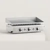 Image de Plancha Gaz Inox Pimientos 7,5Kw Plaque inox massif 6 mm d'épaisseur Plaque de cuisson Semi Professionnelle 68 x 35 cm (3 Brûleurs)