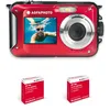 Image de AGFAPHOTO Realishot WP8000 + 2 Batteries - Appareil Photo Numérique Étanche, 3m/10, 24 MP, Vidéo Full HD, Double écran LCD, Zoom Digital 16x, Stabilisateur Numérique - Rouge