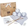 Image de Needle It® Kit de tricot pour couverture de bébé 100% coton - Kit complet pour débutant avec aiguilles à tricoter - Idée Cadeau (Bleu ciel)   Cadeau de naissance - Tuto vidéo inclus - Made in France