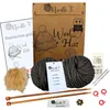 Image de Needle It® Kit Tricot bonnet complet gris - Bonnet en laine à tricoter soi-même pour enfant et adulte - Kit complet avec aiguilles, pelotes et notice - Laine française