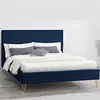 Image de CONCEPT USINE - Lit Riverside Double en Velours Bleu avec Sommier à Lattes 2 Places Intégrés - Couchage 140 x 190 cm - Cadre de Lit Scandinave Tendance 2 Personnes - Pieds Épingles Laiton