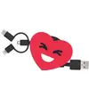 Image de Câble trio YELLO KOKO USB vers USB-C/Micro/Lightning 1M Coeur