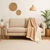 Image de Plaid Sherpa Flanelle 150x200cm - 480GSM   Ultra-Doux & Chaud, Couverture Cocooning pour Canapé & Lit   Beige   Déco Arts