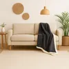 Image de Plaid Sherpa Flanelle 150x200cm - 480GSM   Ultra-Doux & Chaud, Couverture Cocooning pour Canapé & Lit   Gris Anthracite   Déco Arts