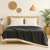 Image de Plaid Sherpa Flanelle 200x240cm - 480GSM   Ultra-Doux & Chaud, Couverture Cocooning pour Canapé & Lit   Gris Anthracite   Déco Arts