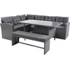 Image de CONCEPT USINE | Salon de Jardin d'angle Résine Tressée 8 Personnes | Moorea Salon Gris Coussin Vert | 1 Table Haute Plateau Verre + 2 Canapés + 1 Banc - Coussins Déhoussables Imperméables | Anti-UV